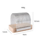 Compact toast and cheese slicer with arched steel bars on wooden base