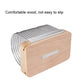 Wooden-based toast slicer with arched stainless bars and front guide slot