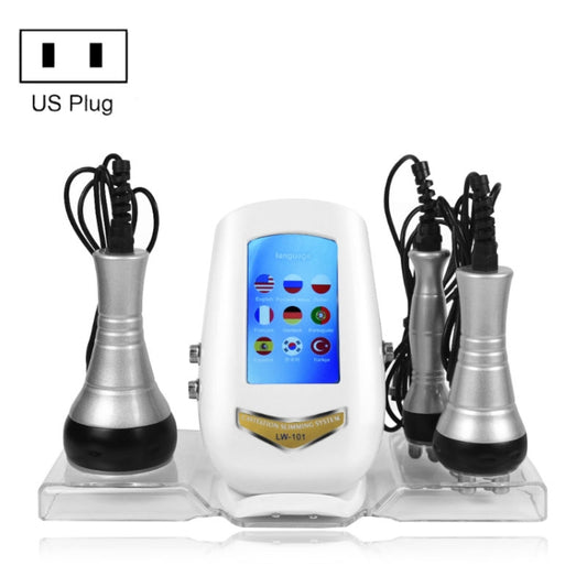 Beauty device kit with US plug, white main unit and two silver applicator handles