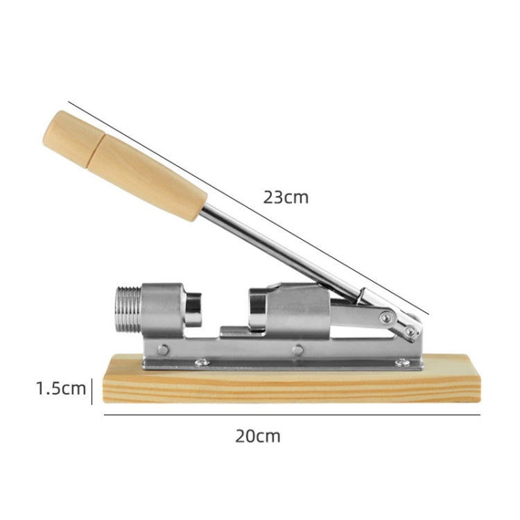 Walnut shell cracking tool with metal body and 23 cm wooden handle