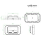 Dual USB car charger mounting dimensions diagram with front, side, and top views