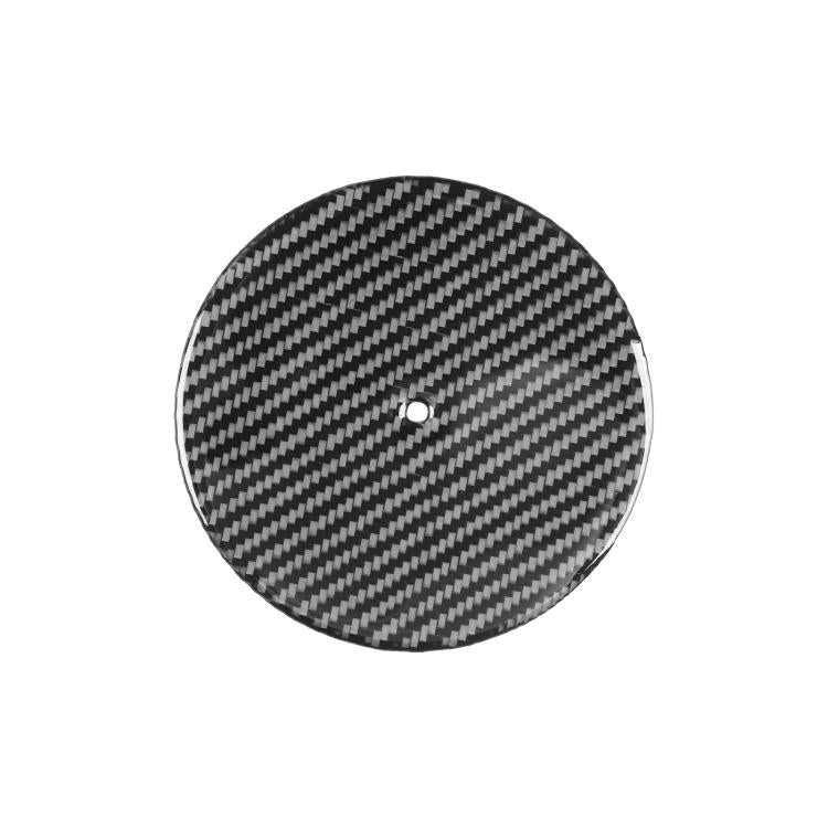 Carbon fiber-style circular engine compartment sticker, black and gray weave pattern