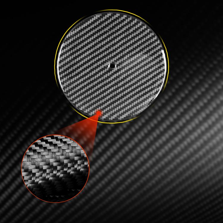Circular carbon fiber sticker, black-gray weave with thin border and center dot
