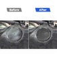 Engine compartment round sticker installed over panel, black-gray carbon fiber weave