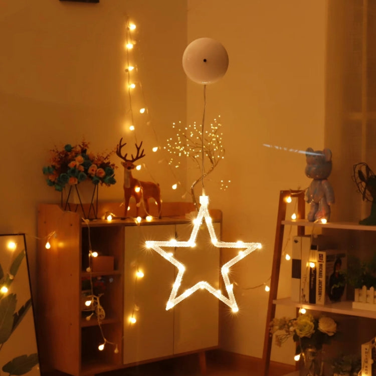 LED hanging star decoration with warm white light