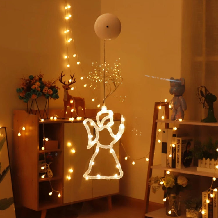 LED hanging angel figure decoration with warm white light