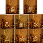 LED hanging holiday light decorations with multiple warm white shapes