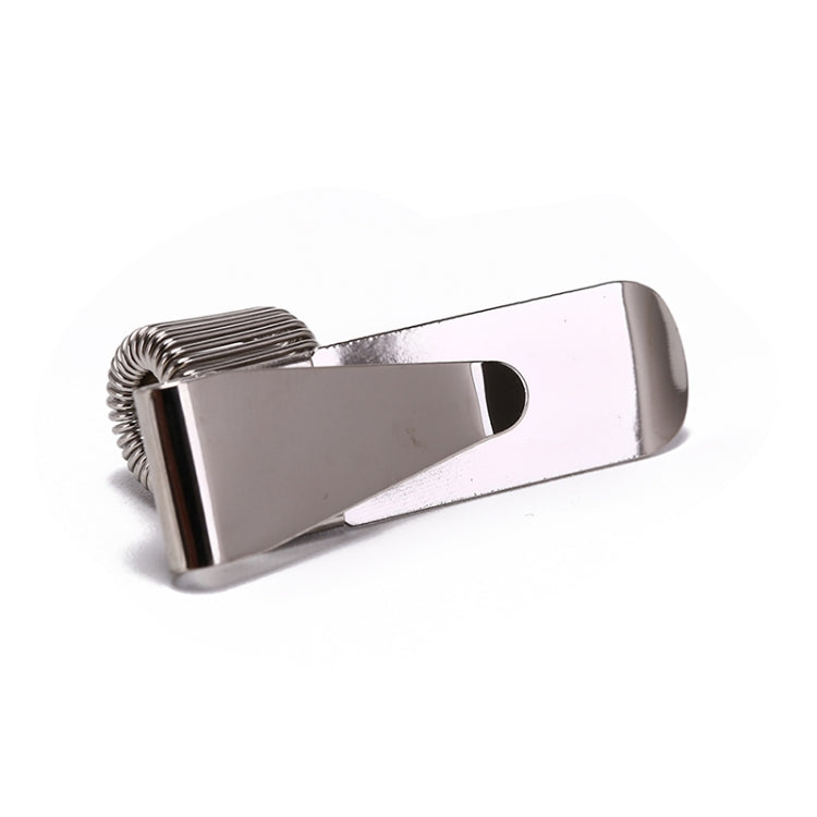 Metal horizontal pen holder clip with open channel and stacked coil spring