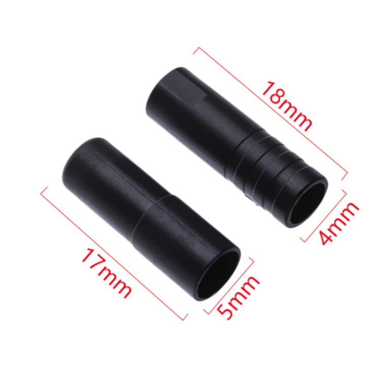 Black plastic cable cap set with size labels: 4mm and 5mm, 17mm and 18mm
