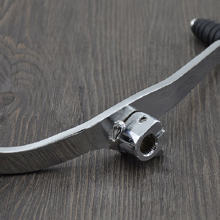 Chrome mounting bracket and nut on a rubber-grip step lever