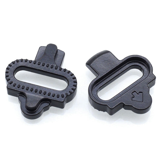 Pair of black SPD cleat pedal bodies with adjustable lever and toothed grip pads