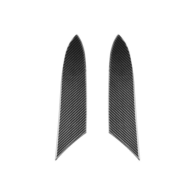 Pair of carbon-fiber style inner armrest panel stickers, black weave, 2-piece set