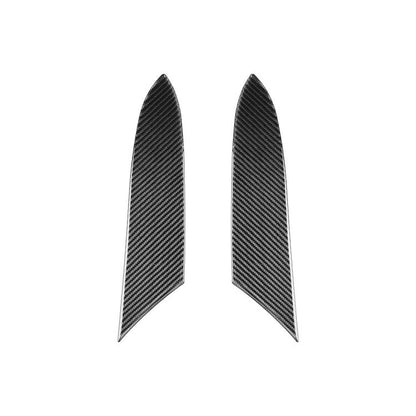 Pair of carbon-fiber style inner armrest panel stickers, black weave, 2-piece set