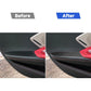 Installed carbon-fiber style inner armrest panel stickers on black interior with red trim