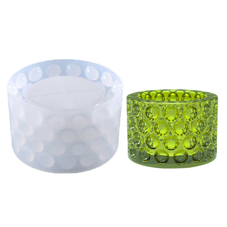Polka-dot silicone mold set: light blue round and green textured candle holder