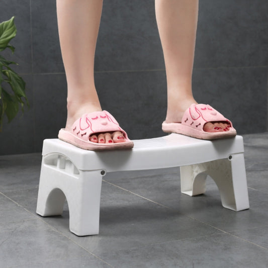 White non-slip toilet step stool for children, with wide platform and short legs