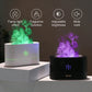 White and black flame aromatherapy humidifiers showing light effect and control icons.
