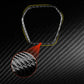 Black carbon-fiber style steering wheel frame sticker with silver edge detail