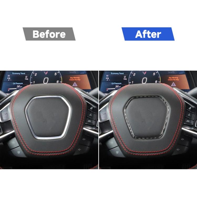 Steering wheel frame sticker installed: black trim with silver border and red stitching