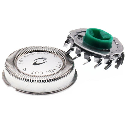 Double-layer cutter head knife net: round metal blade with green center insert