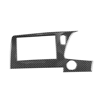 Carbon-fiber central control screen frame sticker with cutouts for display and knobs