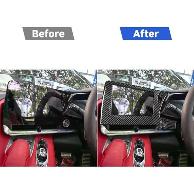 Carbon-fiber central control screen frame sticker on dashboard for right-hand drive