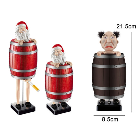 Barrel-shaped novelty cigarette cases with figurine tops and base stand