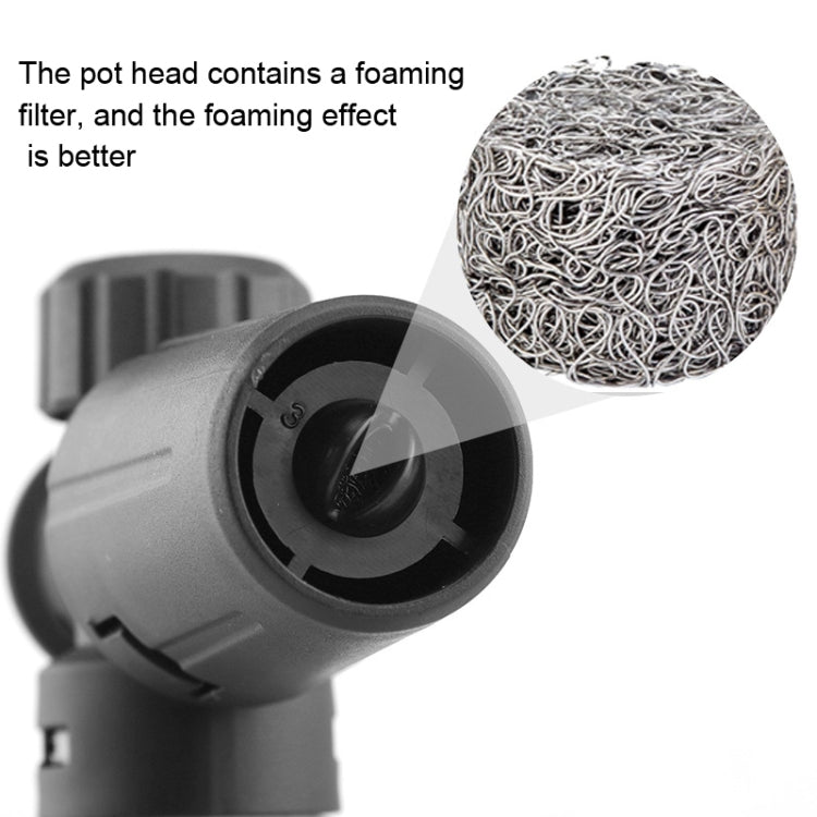 Foam spray pot head with foaming filter element and black outlet