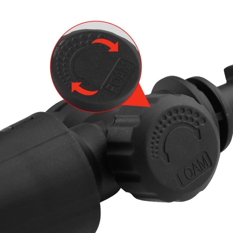 Foam spray pot black connector with textured grip and FOAM label