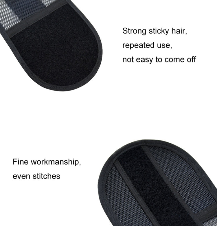 Black lumbar support pad ends with mesh backing and stitched edges