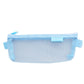 Light blue transparent mesh pen pouch with zipper and side handle tabs