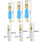 Silicone eight-shaped ring connectors with gold caps and blue silicone beads, various sizes