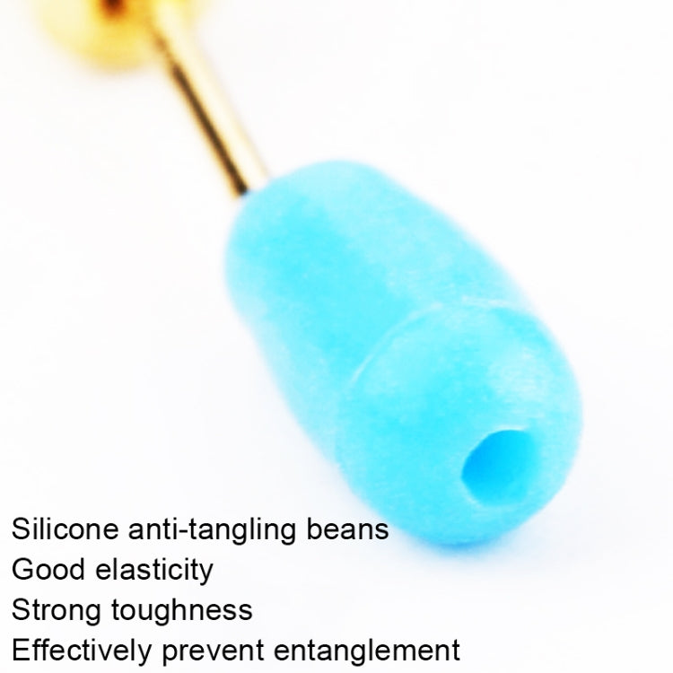 Blue silicone eight-shaped ring connector bead with gold cap and loop
