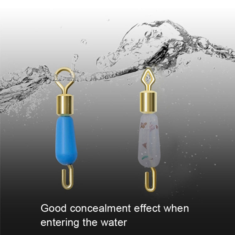 Pair of silicone eight-shaped ring connectors with gold ends and blue silicone bodies