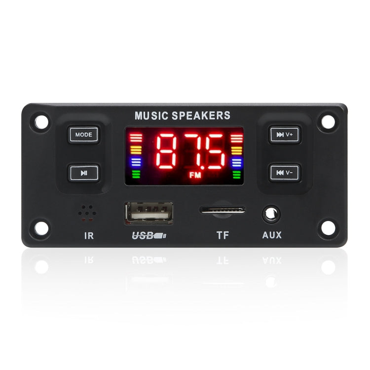 Bluetooth music decoder board with LED display, USB/TF/AUX ports, and IR sensor