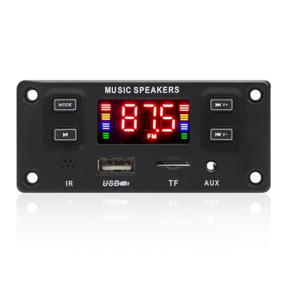 Bluetooth music decoder board with LED display, USB/TF/AUX ports, and IR sensor