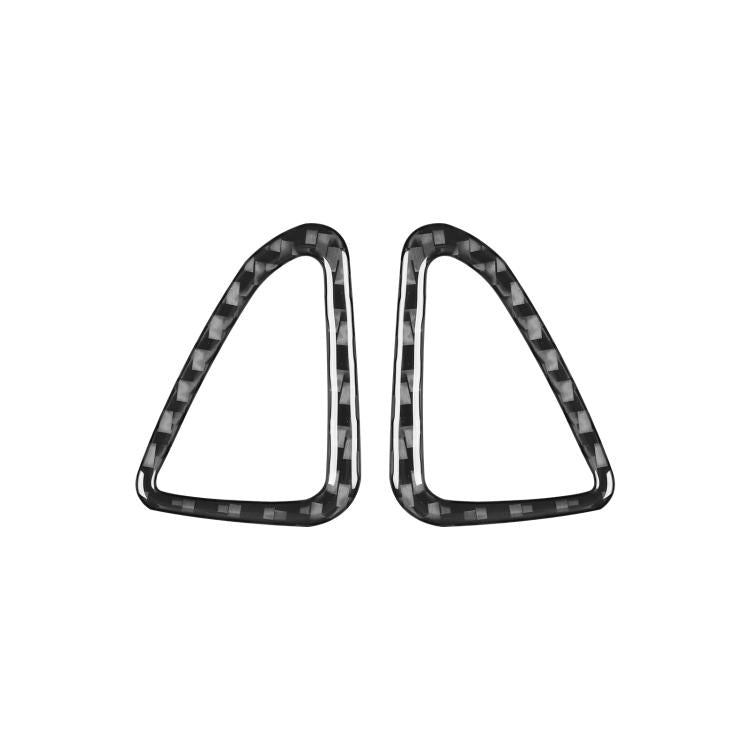 Set of two black carbon-fiber look door air vent trim stickers, triangular vent shapes