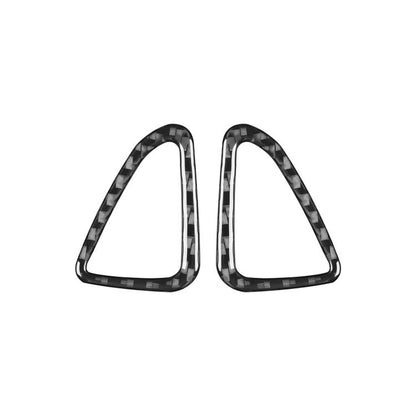 Set of two black carbon-fiber look door air vent trim stickers, triangular vent shapes