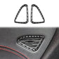 Black carbon-fiber door air vent trim stickers installed on a car door panel