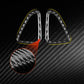 Two black carbon-fiber look door air vent trim stickers with close-up texture