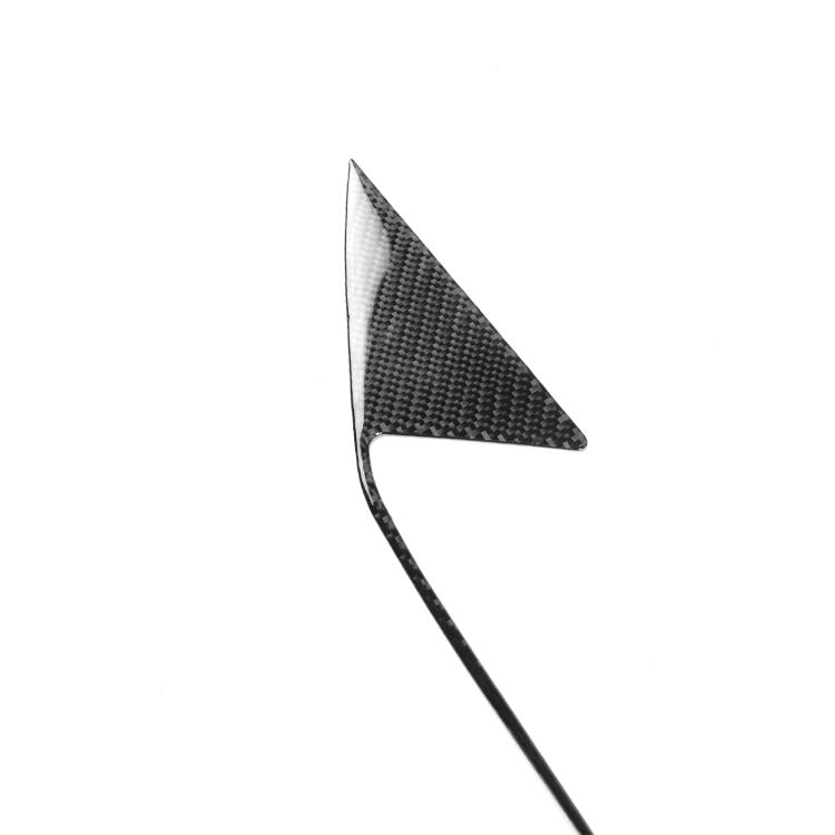 Carbon-fiber look triangular vent corner trim decal with textured surface