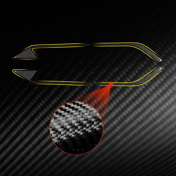 Carbon-fiber look vent trim decals with yellow outline guides and textured finish