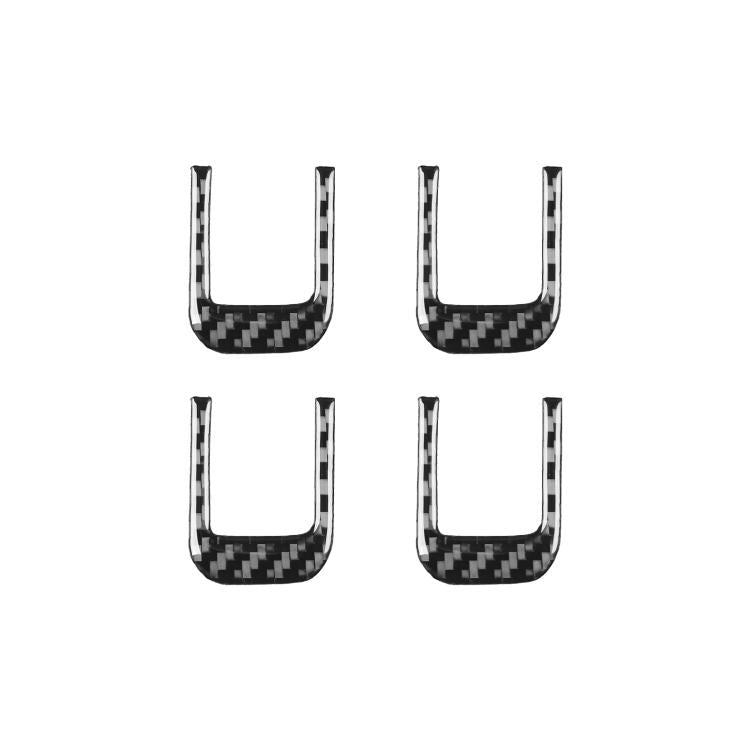 Set of four U-shaped carbon-fiber patterned sun visor trim stickers, black and gray