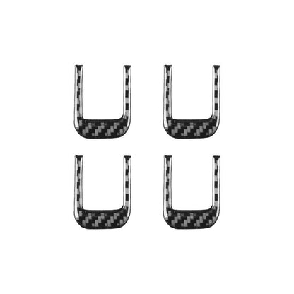 Set of four U-shaped carbon-fiber patterned sun visor trim stickers, black and gray