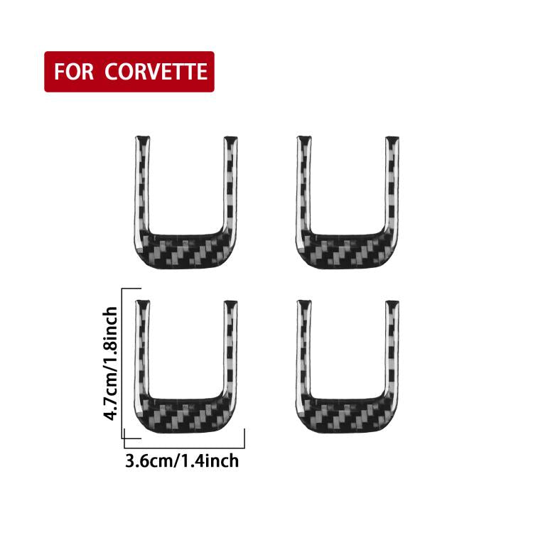 Four U-shaped carbon-fiber sun visor trim stickers with white border, black and gray