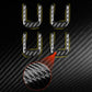 Four U-shaped carbon-fiber trim stickers with thin white edges, textured black look