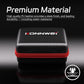 Black cushioned storage case with red zipper trim and handle, KONNWEI logo