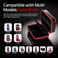 Compact organizer bag with red-trimmed opening and front zip pocket, secure closure