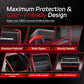 Black storage bag with red edge trim, solid zipper and interior mesh pocket