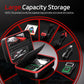 Large-capacity black diagnostic tool storage bag with red zipper and open compartments